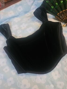 Victoria's Secret Black Velvet Bustier Structured Adjustable Crop Top MedDD NWOT